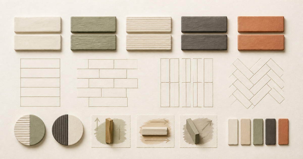 Subway tile range showing glossy, matte, bevelled and mixed-format options